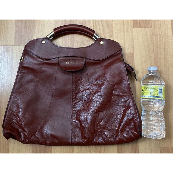 Vintage Leather School Florence Retro Handbag Purse Red Leather - Picture 12 of 12